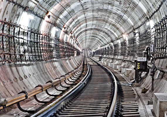Inside of an engineered tunnel under construction