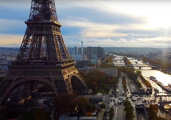 The Eiffel tower and river in Paris.