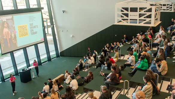 Students attending an info session
