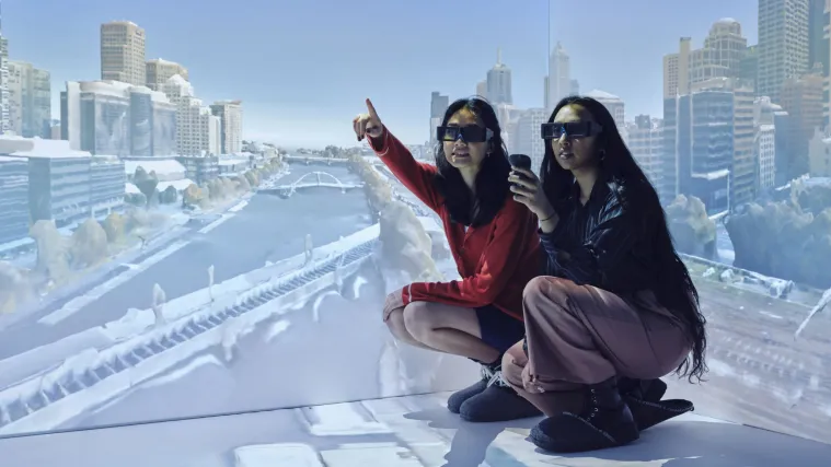 Two students experiencing virtual reality