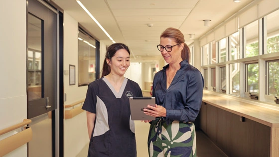 Nursing students in hospital setting.