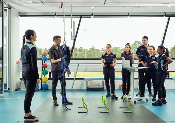 Seven people in Deakin's Clinical Exercise Centre.