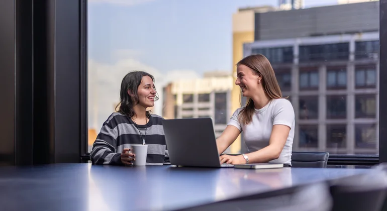 Students in a city office.