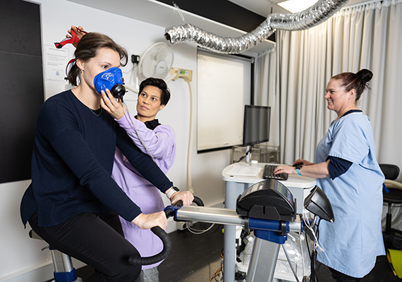 Two researchers and a participant at the Baker-Deakin Department of Lifestyle and Diabetes