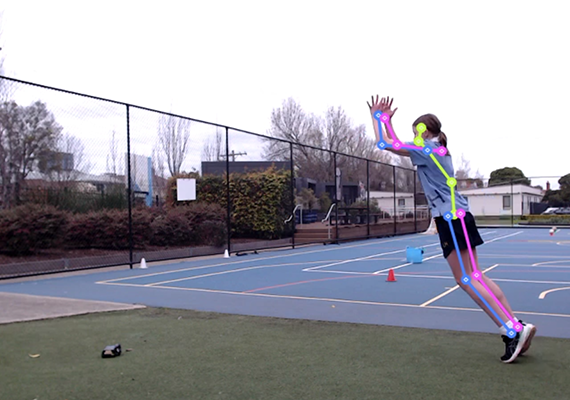 A screenshot of AI-enabled tool tracking a school child's sport movement 