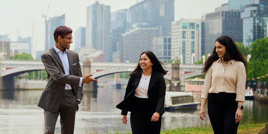 Three postgraduate students in the Melbourne CBD.