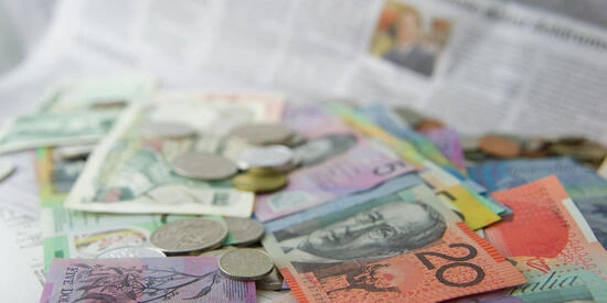 Close-up of Australian money