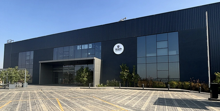 The outside of Deakin's building at GIFT City