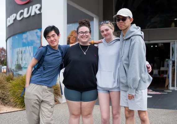 A group of study abroad and exchange students in Torquay, Australia.