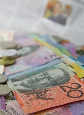 Close-up of Australian money