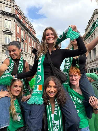 Sarah portrait 2 Sarah and friends celebrating with Ireland sports scarves