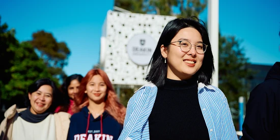 A group of international students on campus.