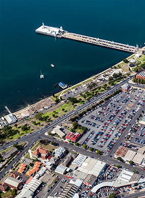 An arial view of Geelong waterfront
