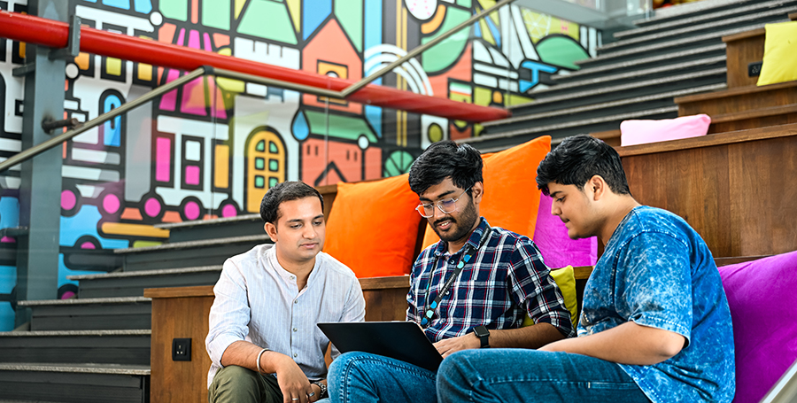 Three students studying at Deakin GIFT City