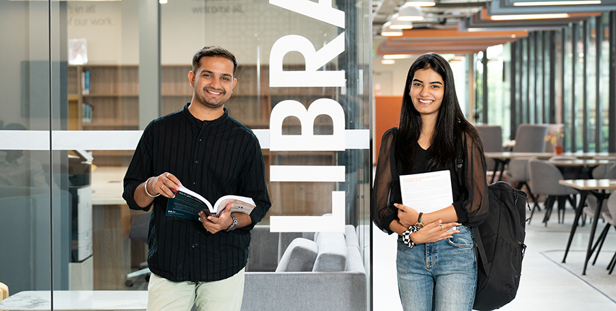 Two students at the Deakin GIFT City library
