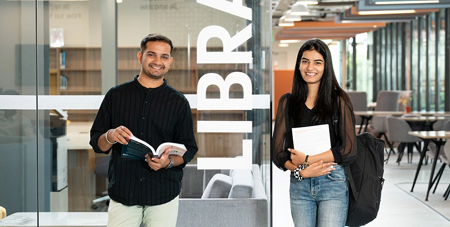 Two students at the Deakin GIFT City library