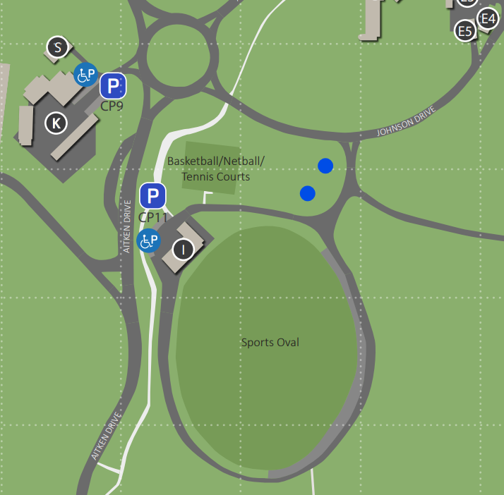 Map of Warrnambool Campus with location of blue trees marked