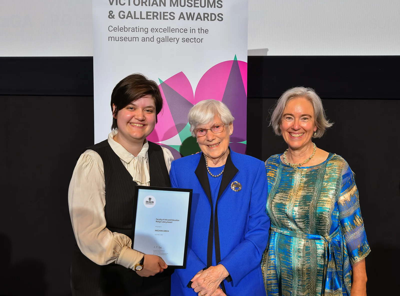 Meghan Grech receiving the Roslyn Lawry Award