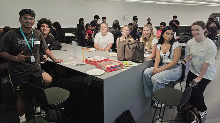 Students at a Business and Law drop-in space